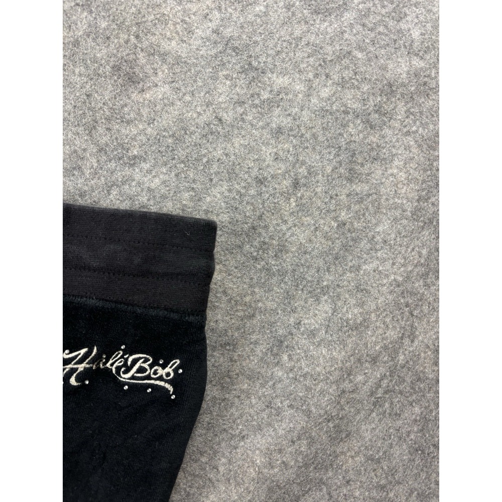 Hale Bob Womens L 00s Y2K Black Velour Track Suit Pant Low Rise Wide Leg Pockets - Picture 8 of 8